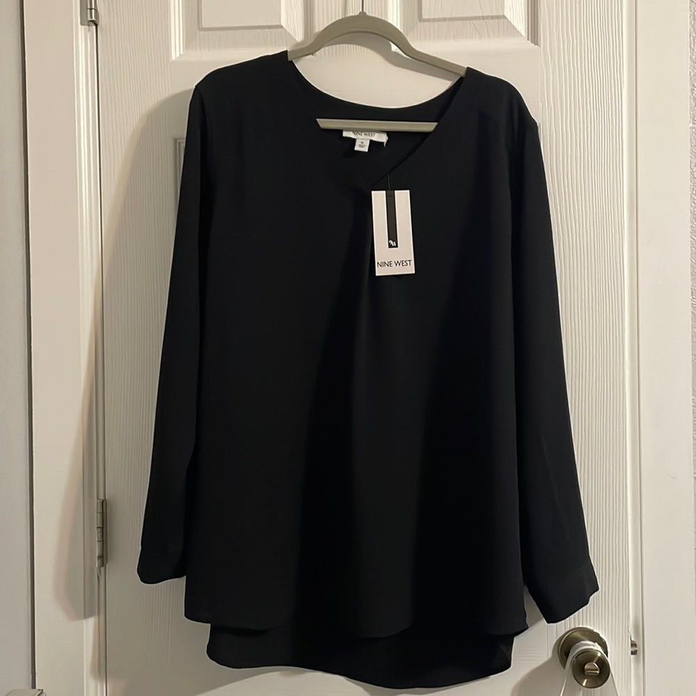 Nine West Black Long Sleeve Blouse Sz XL